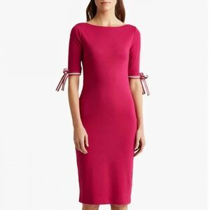 Lauren Ralph Lauren Brandeis Elbow Sleeve Dress - Fuchsia S